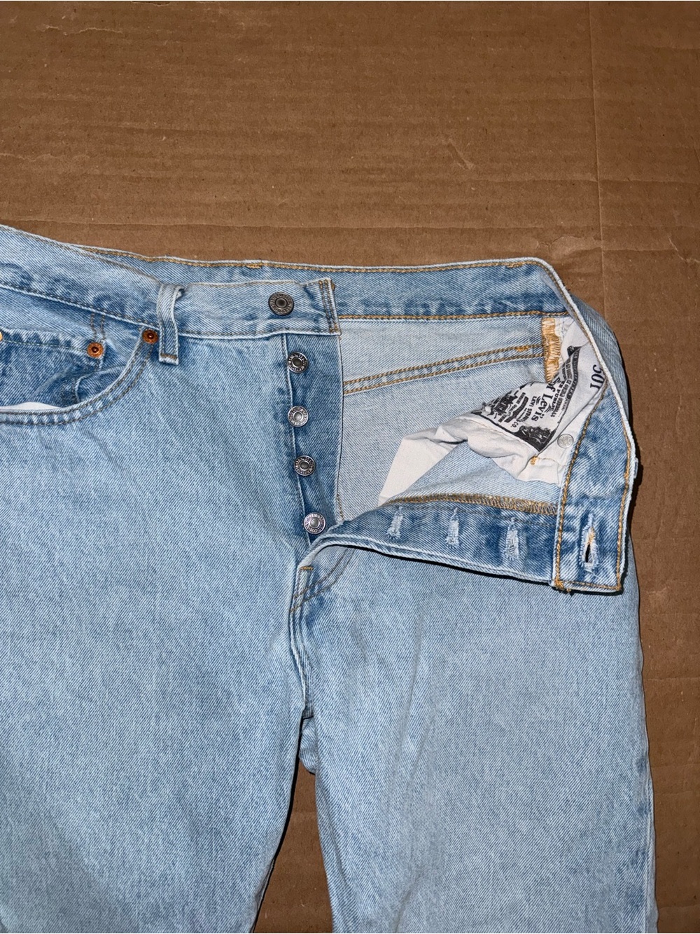 Levi’s 501 Original Light Wash Straight Leg Jeans 29x26 100% Cotton Button Fly - Picture 7 of 12
